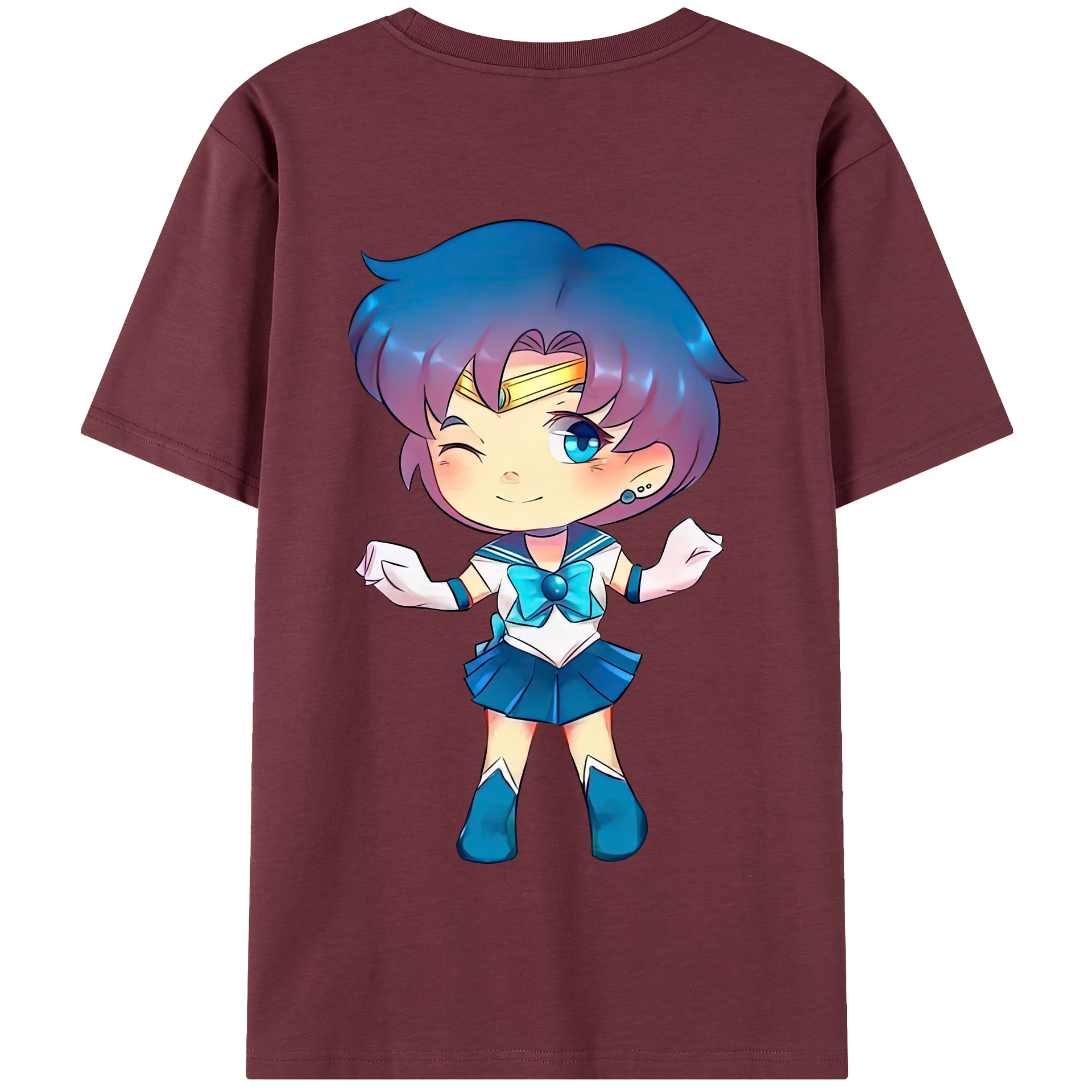（画像用） 美少女戦士セーラームーン 水野 亜美 みずの あみ Sailor Moon Mizuno Ami 綿100％半袖Tシャツ（背面プリント）
